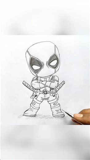 Cute Deadpool Chibi Drawing ❤️🖤Easy Marvel Art Tutorial How to Draw Deadpool Easy Pencil Sketch
