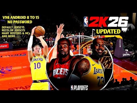 NBA 2K26 ANDROID LAKERS VS ROCKETS IN A DARK CROWD PLAYOFFS MATCH-UP GAMEPLAY V98 UPDATED