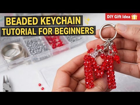 M Letter Beaded Keychain Tutorial | Easy Alphabet Keychain DIY for Beginners ✨