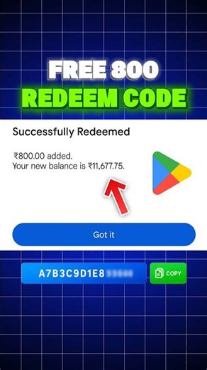Free Redeem Code | 800 Google Play Gift Card Redeem Code 2026 | Redeem Code #redeemcode #shorts