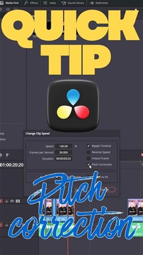 Davinci Resolve Tutorial Pitch Correction: Speed up clips with ease!