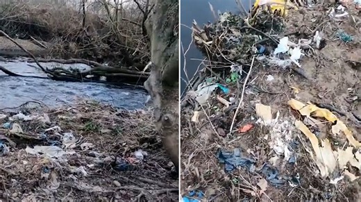 UK river littered with plastic and sewage in shocking footage