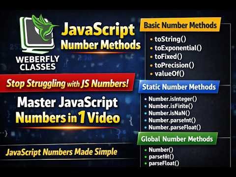 JavaScript Number Methods in One Video | Basic, Static & Global with Examples | Basics to Advanced