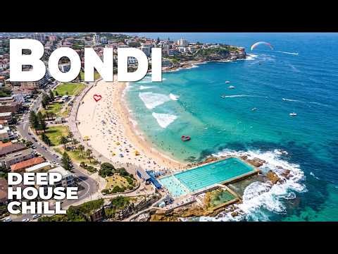 Bondi Beach 4K Ocean Therapy 🎧 | Turquoise Waves, Golden Sands & Soft House Music for Your TV 🌊