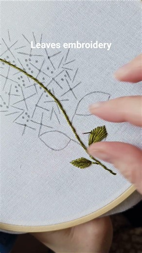 Basic leaves embroidery🌿 Lilac pattern💜 #embroidery #tutorial #diy #handmade #art #craft #stitch