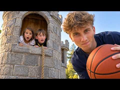 TRAPPED until he scores 10 HARD TRICK SHOTS!