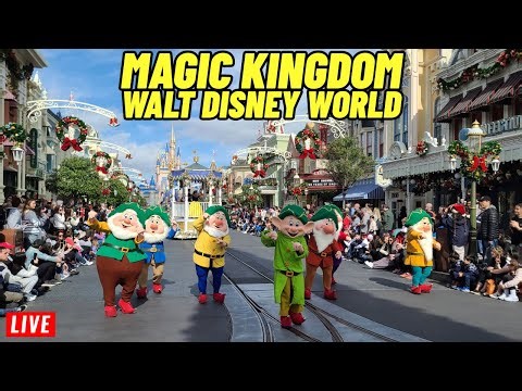 🔴Live Magic Kingdom Christmas week with rides, shows, parades Fireworks Walt Disney World 12/27/2025