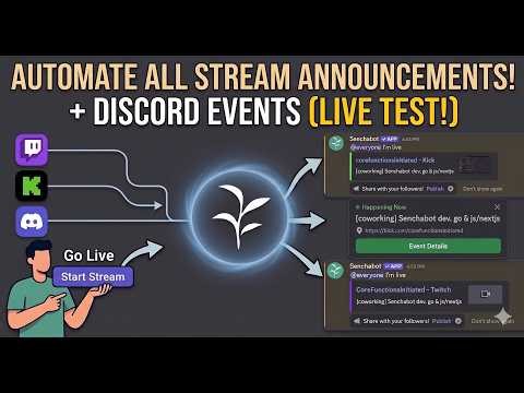 How to Automate Twitch & Kick Stream Announcements + Discord Events (Live Test) | Senchabot Tutorial