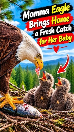 Momma Eagle Brings Home a Fresh Catch for Her Baby