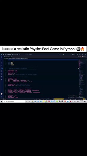 Built a fully functional, broadcast-grade 2D Pool game in Python using Pygame! 🎱✨ From impulse-based elastic collisions and sub-stepping physics to custom pocket suction funnels and a predictive trajectory guide, this engine handles everything just like a real pool table. Rate this project 1-10 down in the comments! Let me know what game I should code next. 👇💻 #python #coding #pygame #gamedevelopment #pythonprogramming