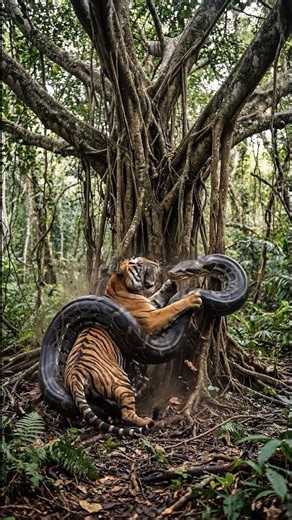 Tiger vs Giant snake anaconda