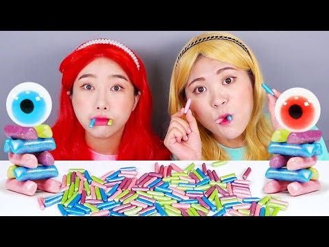 Rainbow Mermaid Jelly Candy Eyeball Jelly Mukbang DONA