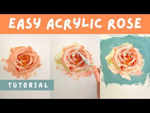 My 3 Favourite Acrylic Floral Painting Techniques 🌸 [paint a rose step by step]