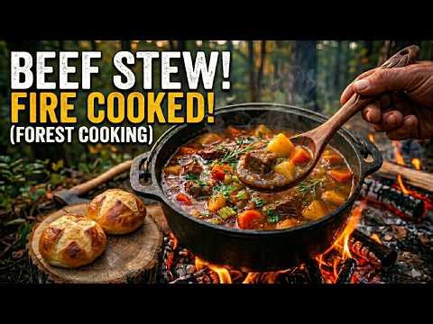 BEEF Stew & Golden Buns Cooked over The Fire