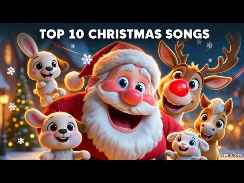 🎄 Top 10 Christmas Songs for Kids & Babies | 3D Animated Nursery Rhymes Compilation | Neela Tota
