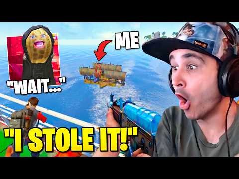 Summit1g STEALS TheBurntPeanut's Loot SNEAKING Onto Boat in Rust!