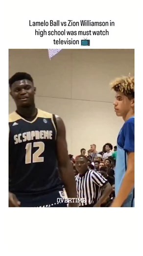 @sportswave.x on Instagram: "The post features a 2017 AAU overtime game clip where 15-year-old LaMelo Ball's Spire team edged Zion Williamson's SC Supreme 101-98, highlighting their explosive athleticism in a hyped matchup attended by NBA scouts like LeBron James. LaMelo tallied 36 points and 9 assists with flashy passes and drives, while 17-year-old Zion exploded for 31 points on dunks and rebounds, embodying peak youth basketball talent before both became NBA lottery picks. Viewer reactions bl