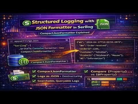 49. Structured Logging with JSON Formatter in Serilog | CompactJsonFormatter Explained