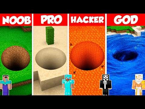 Tunnel Build Battle Challenge - Noob vs Pro vs Hacker vs God - Minecraft Animation