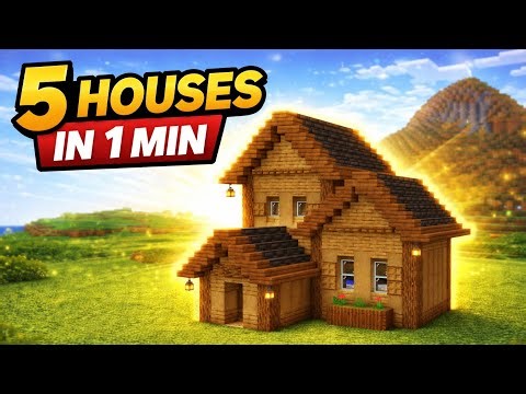 5 Minecraft Houses in 1 Minute! (Super Fast Builds)