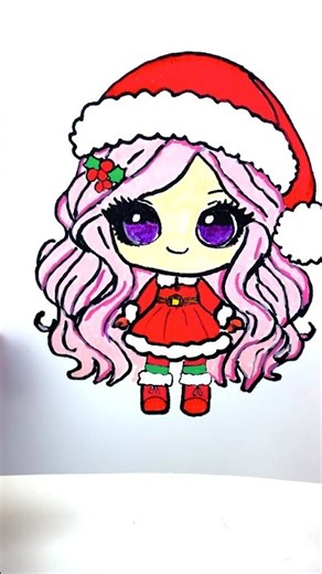 Cute Christmas Girl Drawing 🎄💖 Easy Kawaii Art #shorts #drawing