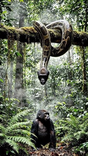 Gorilla’s Brave Fight! Giant Python Attacks Baby – What Happens Next Will Shock You #animals #viral