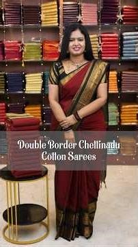 Double border 80's Count Pure Chettinadu Cotton Saree with blouse | DSR Sarees | Booking: 7305626399