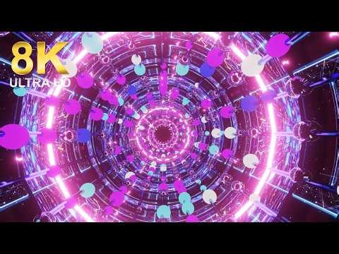 8K Screensaver Neon Light Tunnel Video Background - Blue and Pink Relaxing Screensaver - 2026