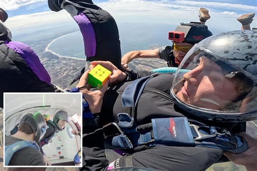 Adventurer breaks world record by solving Rubik’s Cube while skydiving