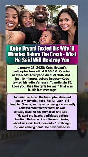 Kobe Bryant's Final Message to Vanessa Before the Helicopter Crash #shorts