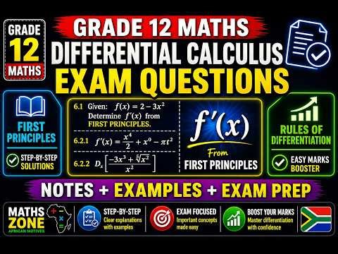 Mathematics Grade 12 Differential Calculus Exam ‪@mathszoneafricanmotives‬