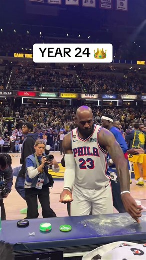 LeBron still smiling doing the chalk toss 24 years later 🙌