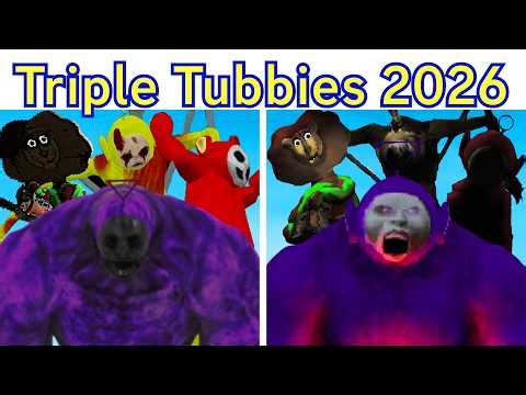 FNF Triple Tubbies Remade V1 vs V2 (Tinky Winky, Po, Laa Laa, Dipsy) Myths Of Tubbyland x Sonic.exe