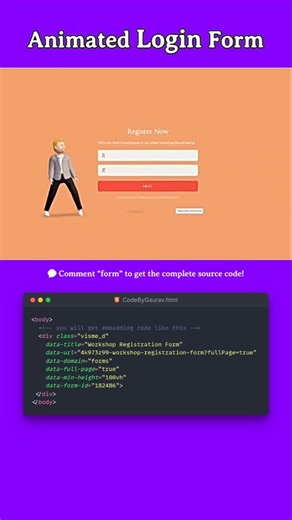Animated Login Form 🔥 HTML CSS #webdevelopment #css #animation #