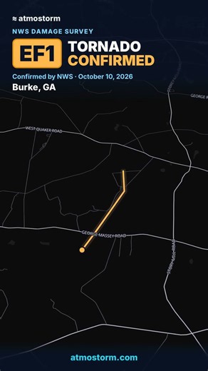 CONFIRMED: The NWS has rated EF1 tornado — Burke, GA.