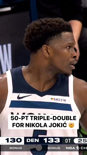 Nikola Jokić gets the 50-point triple-double at the free throw line as the Nuggets lead! 💪 Tap to Watch OT: https://www.nba.com/how-to-watch-game-redirect/0022500013?partnerRef=NBA&platform=Facebook&surface=Post | NBA