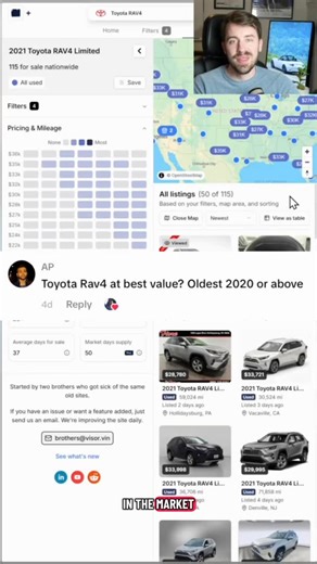 Visor Car Search on Instagram: "Market Analysis: Best value Toyota RAV4 to buy right now 📊 Among the used cars worth buying right now (specifically SUVs under $40k) is the 2021 Toyota RAV4 Hybrid Limited. My target is ~$29,000 with 60,000 miles or less. 📋 Notes 1. Why 2021? In looking at the last 7 model years, I would avoid 2019 and 2020 due to higher recalls and owner complaints. Combined with where the average list price for 2019 – 2026 falls, the 2021 is the sweet spot for value and reliab