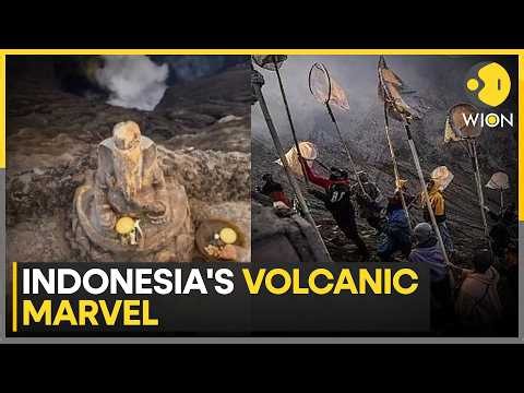 Hindus Scale Active Volcano in Indonesia to Pray to 700-year-old Ganesh Idol | WION