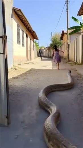 Shocking Incident: Python Attacks Woman in Town Street#python#woman