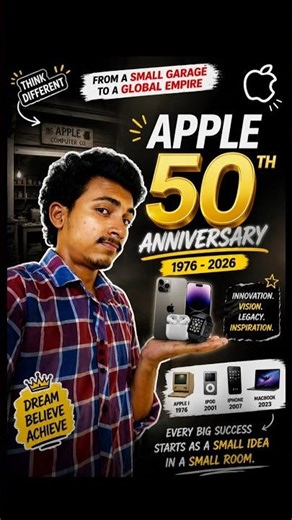 From a small garage to a global empire — Apple’s 50 Years of Greatness 🍎✨