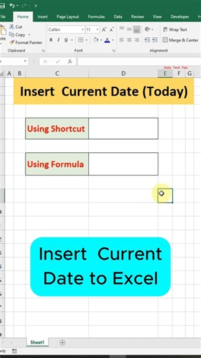 Insert Current Date In Excel | Today Date, Using Shortcut & Formula #exceltips #date