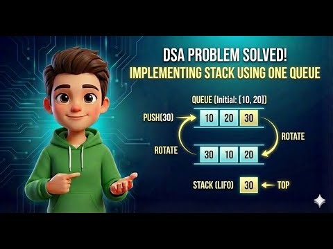 LeetCode 225: Stack using Queue (1 Queue Only) | DSA Queue Series