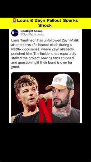 Louis Tomlinson has unfollowed Zayn Malik after reports of a heated clash during a Netflix