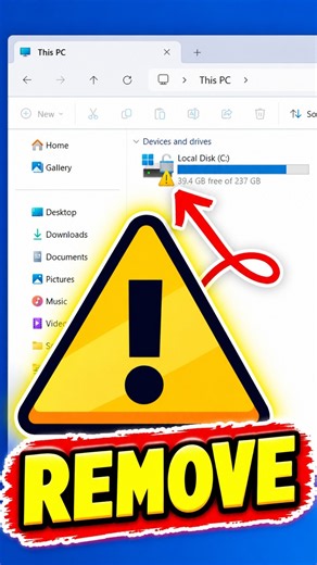 Remove yellow triangle on drive