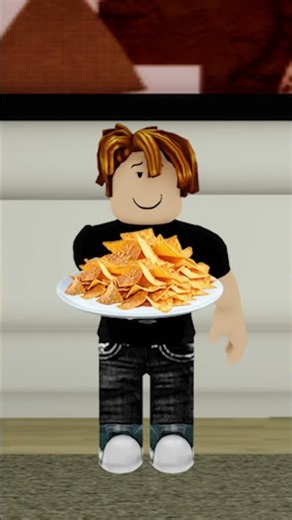 Bacon Hair trying to eat nachos in Roblox