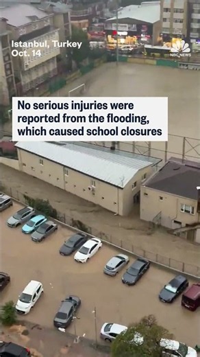 Cars left submerged by flash flooding in Istanbul