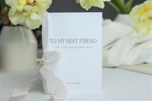 Best Friend Wedding Day Card Bride Gift Keepsake Letter With Silk Ribbon - Etsy