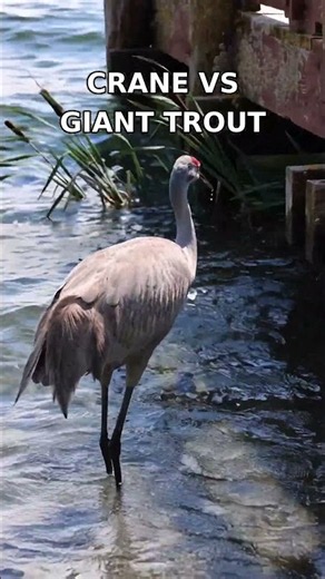 Sandhill Crane Battles A GIANT Lake Trout — Too Big To Swallow! #WildRiverShowdown