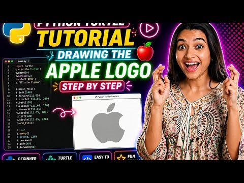 Python Turtle Tutorial || Drawing the Apple Logo Step by Step 🍎