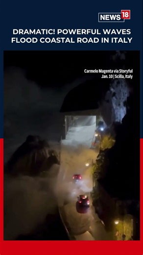 Motorists Were Forced To Reverse As Powerful Waves Flooded Road In Scilla, Italy, On Jan. 10 N18S